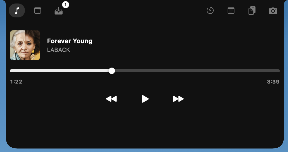 NotchFlow music player with album art and playback controls
