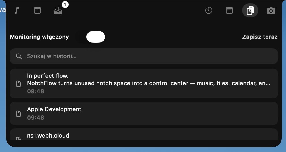 NotchFlow clipboard history